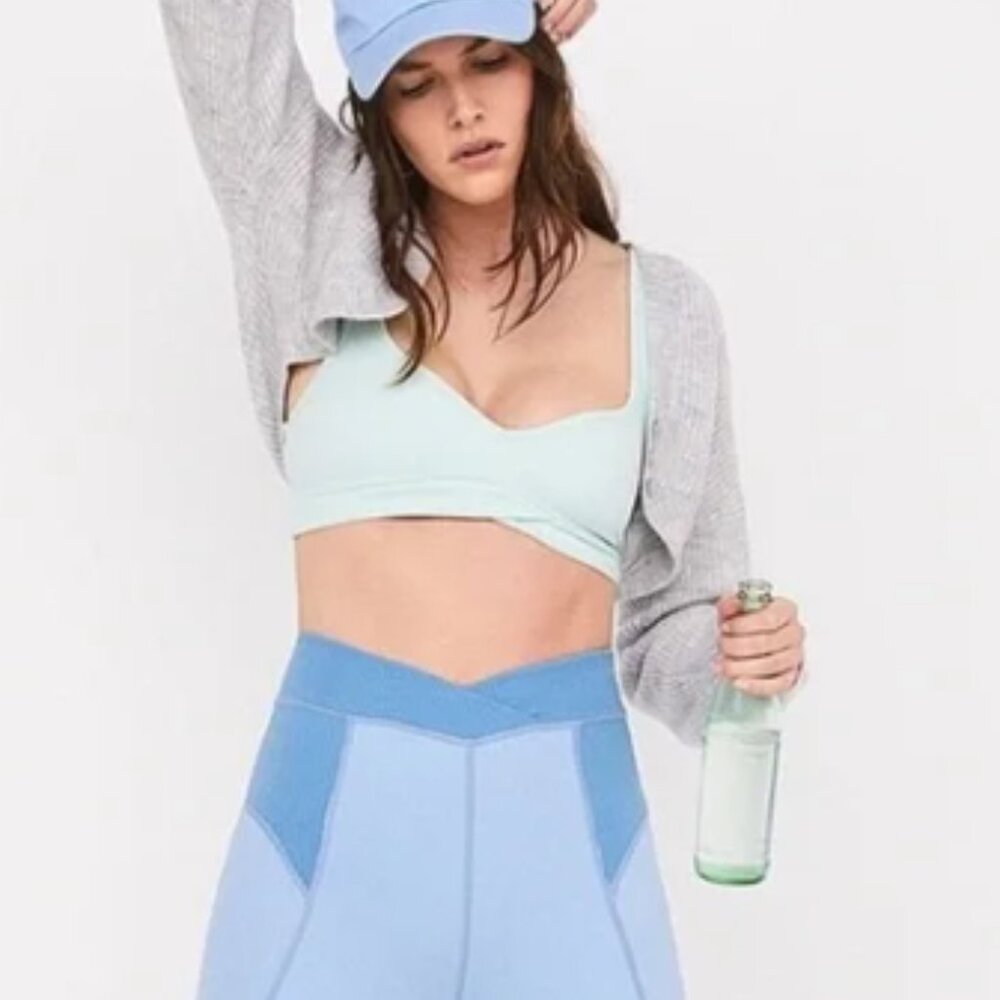 NWT For Love & Lemons Ella Ribbed Active Sports Bra Pastel Lime Size XL